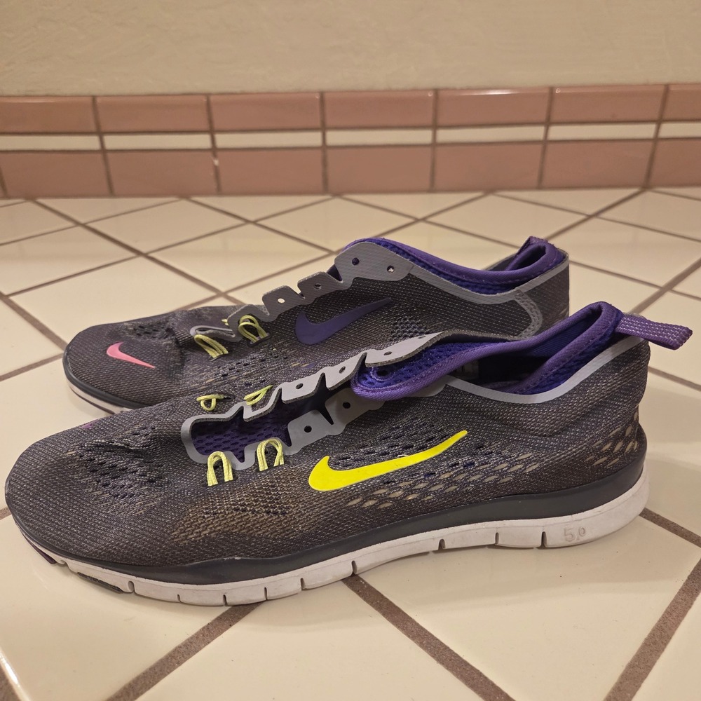 Nike Free TR Fit 4 Womens Training Shoes Anthracite Purple Volt 629496-501 Sz 8